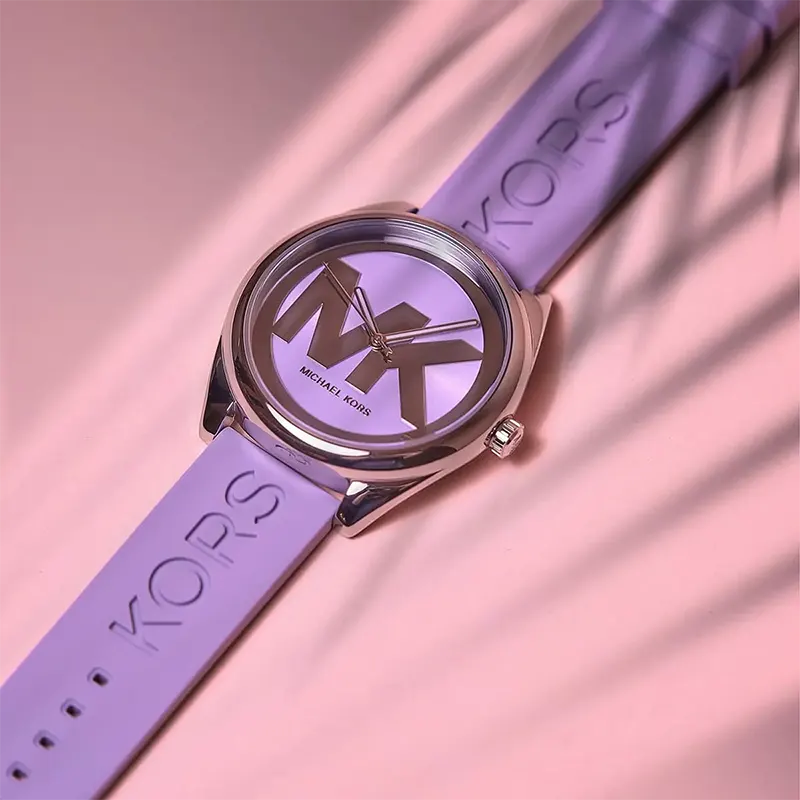 Michael Kors Janelle Purple Dial Silicone Ladies Watch- MK7143
